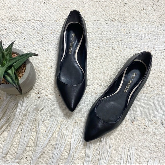 Enzo Angiolini black/white leather pointed flats - Picture 1 of 7
